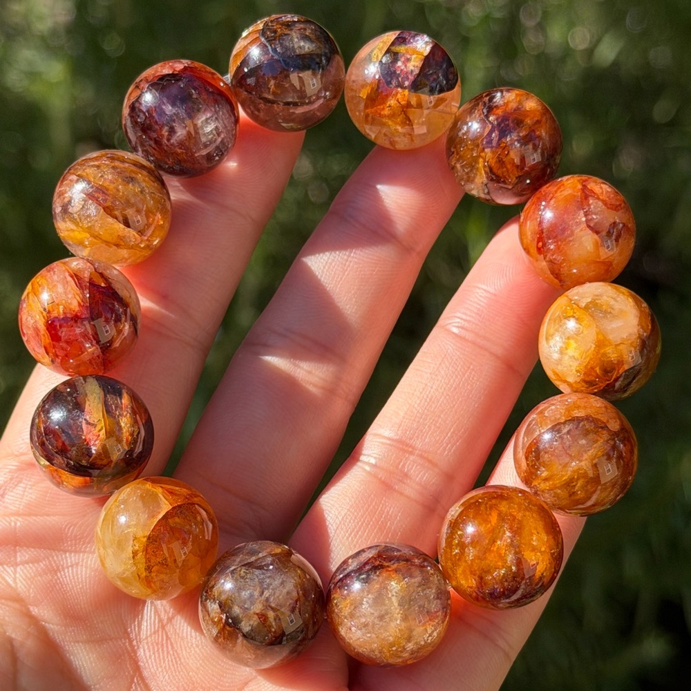 16.5mm stretchable dark golden healer bracelet 0595